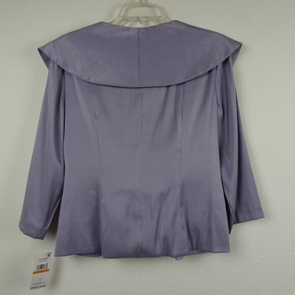 Alex Evenings Floral Trim Blouse Women's Size S Purple 3/4 Sleeve Wedding Guest - Picture 7 of 10